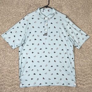 Hazards & Bogeys Polo Shirt Mens Large Blue Performance Short Sleeve Golf Tee